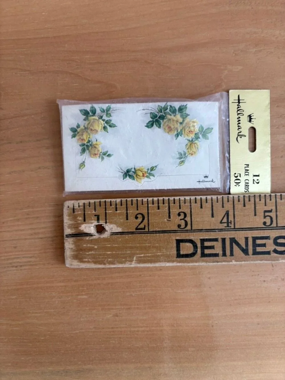 Vintage Hallmark floral place cards, featuring yellow roses in a set of 12 NOS